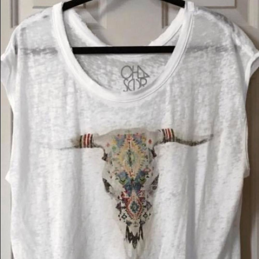 Chaser bull skull long graphic tee large